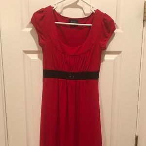 Small Red dress with black waist line